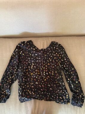 GAP Black Floral Patterned Blouse with Multicolor Blooms